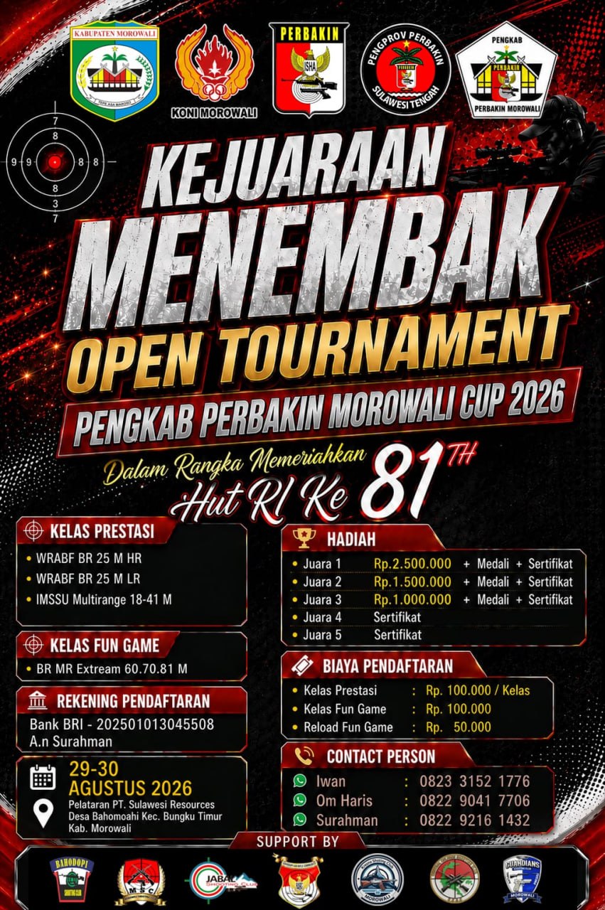 Kejuaraan Menembak Open Tournament Pengkab Perbakin Morowali Cup 2026
