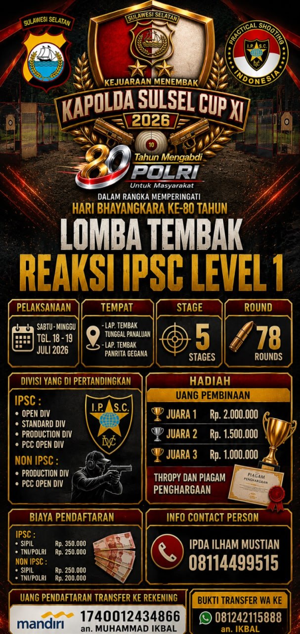 Kejuaraan Menembak Kapolda Sulsel Cup XI 2026 – Tembak Reaksi IPSC Level 1
