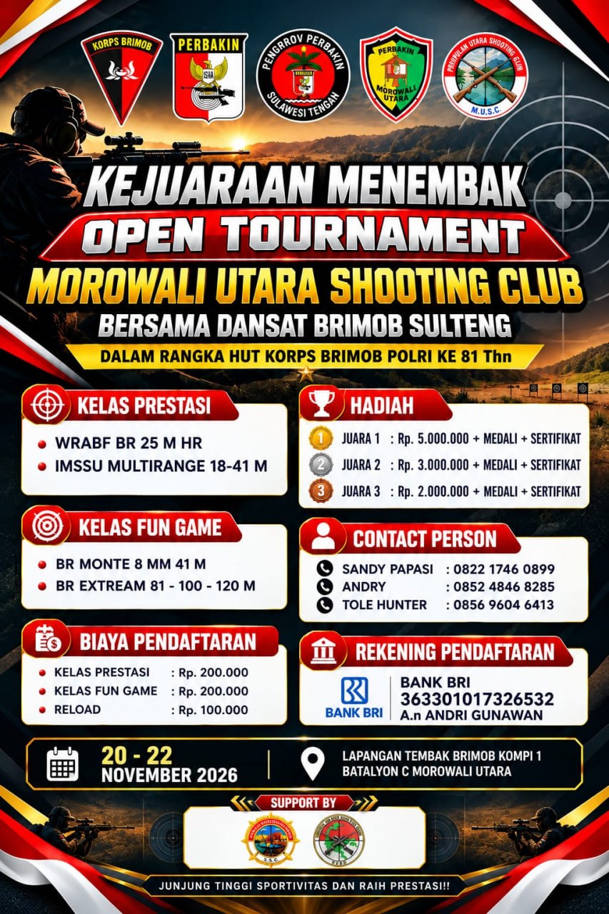 Kejuaraan Menembak Open Tournament Morowali Utara Shooting Club 2026